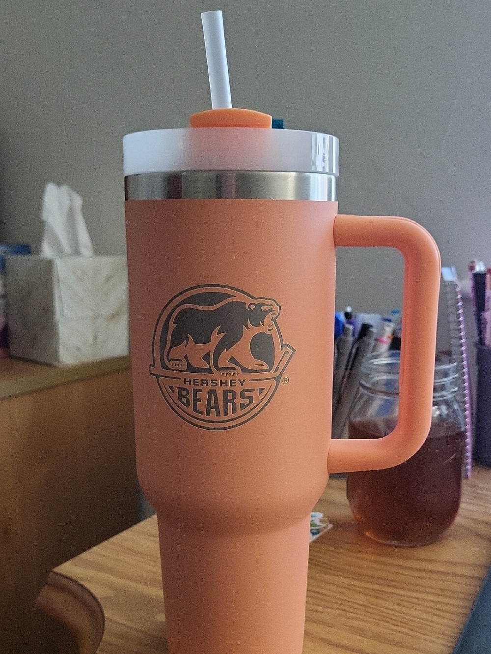 Orange Insulated Travel Tumbler with Handle
